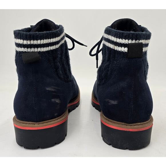 Torrid Knit Hiker Bootie Navy Blue Faux Suede Lace Up Boots Women's 11W - Picture 5 of 11